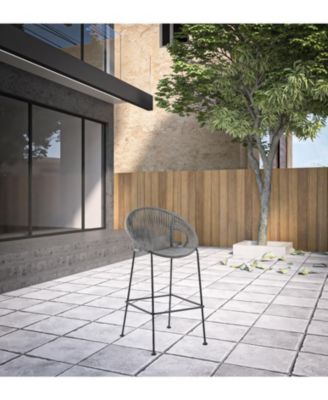 Low Back Metal Outdoor Counter Height Bar Chair with Footrest – Perfect for Patio