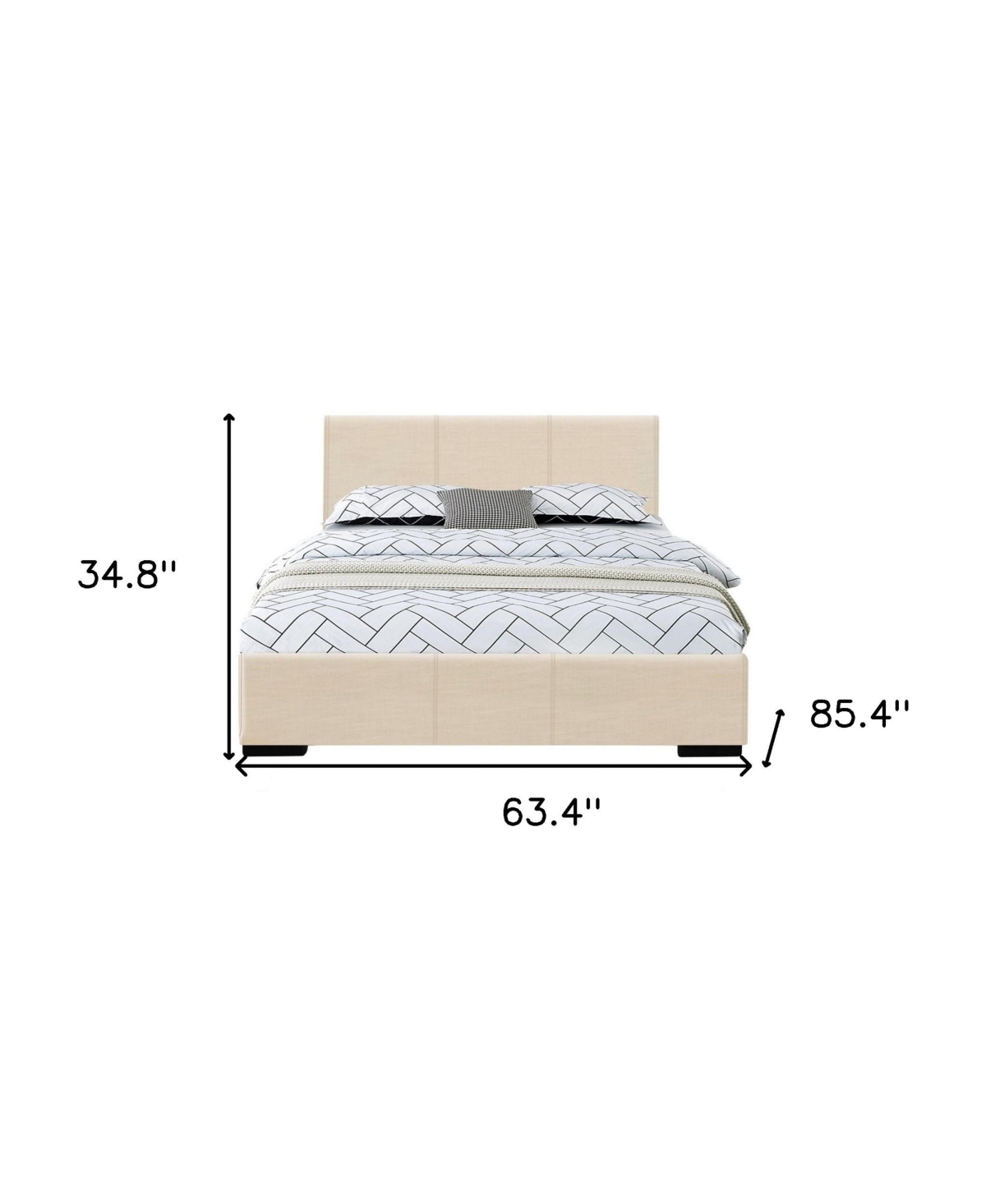 Faux Leather Bed Frame with Upholstered Headboard – Solid & Manufactured Wood
