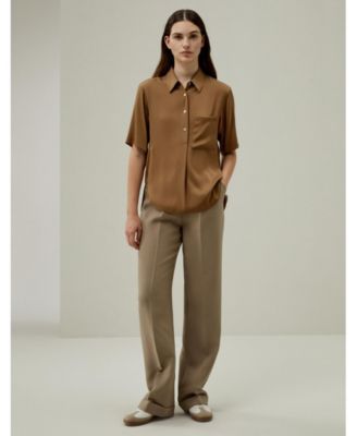 Women's Half-Placket Short Sleeve Button Up Shirt