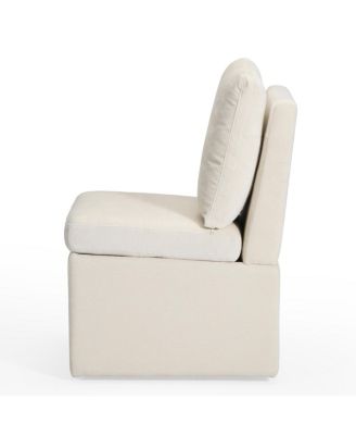 Modern Upholstered Chenille Armless Dining Chairs With Casters