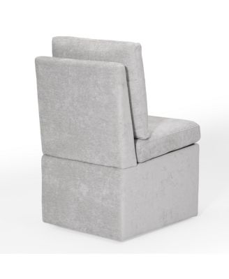 Modern Upholstered Chenille Armless Dining Chairs With Casters