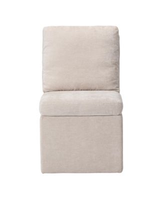 Modern Upholstered Chenille Armless Dining Chairs With Casters