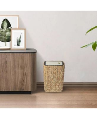 Streamdale Boho Trash Can with Lid - Rattan Wastebasket, 2.6-Gallon Woven Hamper