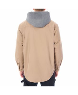 Men's Sherpa-Lined Hooded Stretch-Canvas Snap Shirt-Jacket