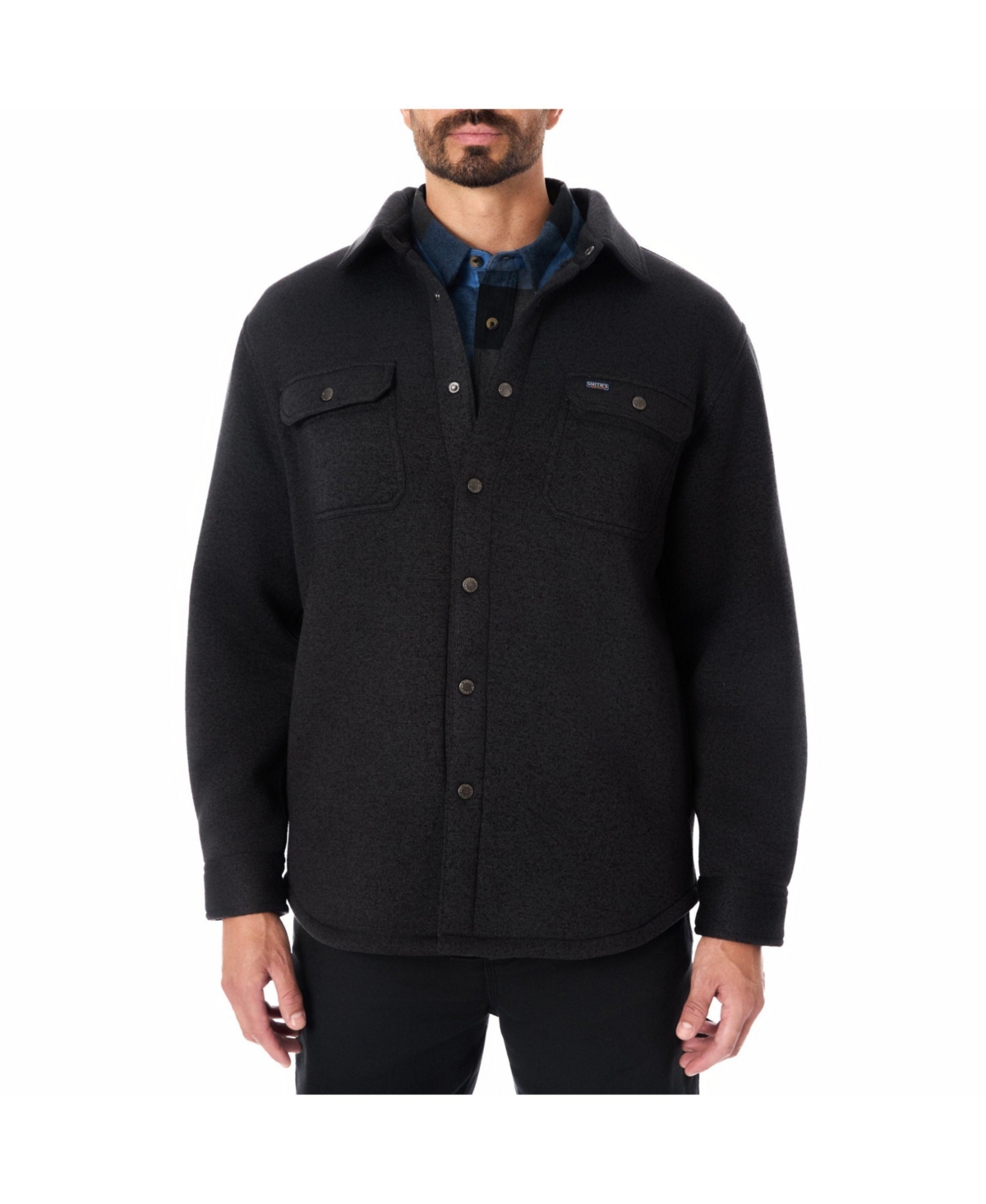 Men's Sherpa-Lined Sweater Fleece Snap Closure Shirt-Jacket - Oatmeal heather