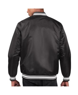 Men's Black Washington Commanders Locker Room Satin Varsity Full-Snap Jacket