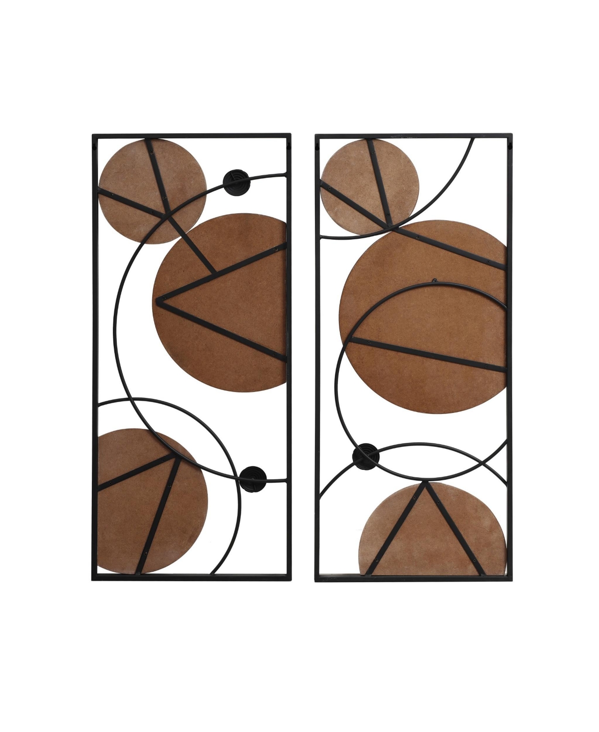 Luxenhome 2-piece Black, White, And Gold Modern Abstract Wall Decor Set In Black And White And Gold