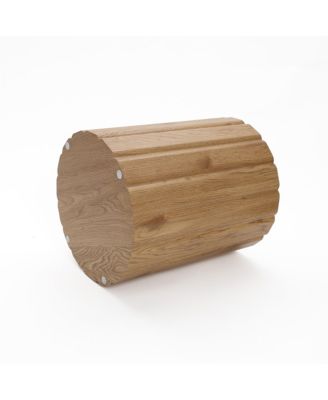 Wood Grain Manufactured Wood 18.9-Inch Tall Round End and Side Table with Faux Marble Top