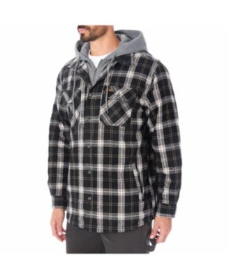 Men's Sherpa-Lined Hooded Flannel Shirt-Jacket with Inset