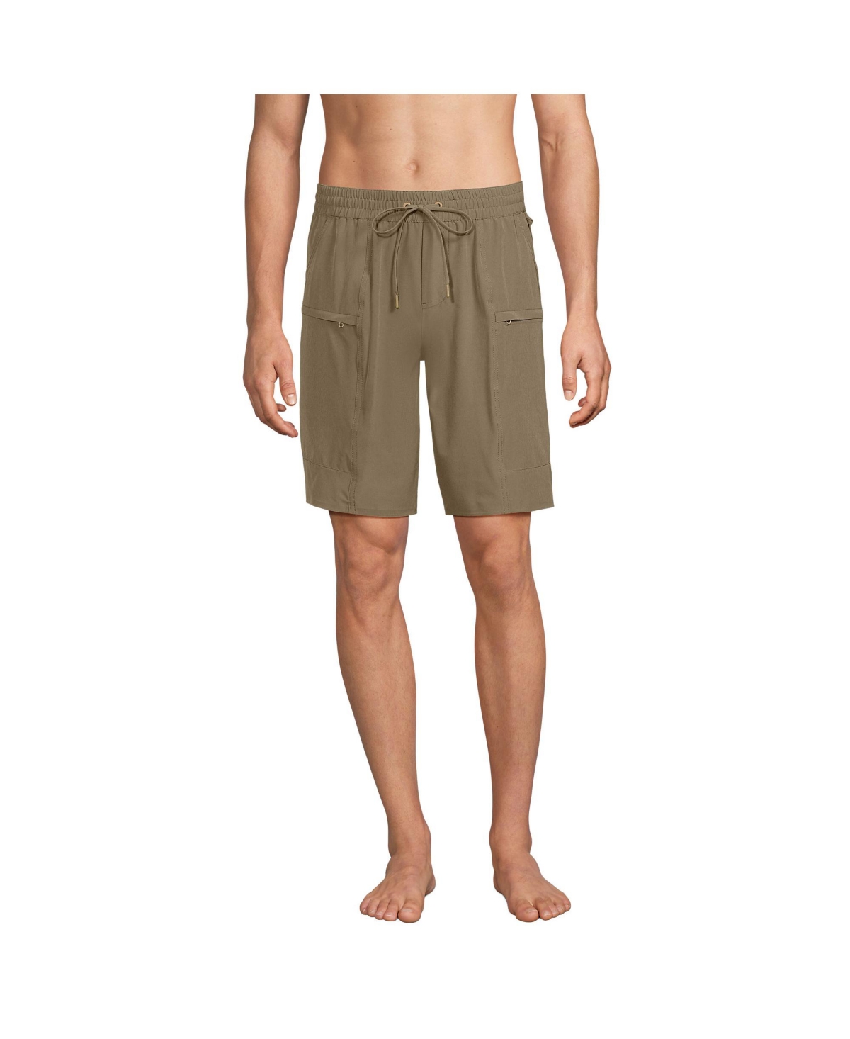Big & Tall 9 Inch Packable Cargo Swim Shorts - Rich khaki