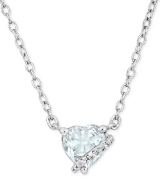 Macy's - Gemstone Heart-Shaped Pendant Necklace in Sterling Silver
