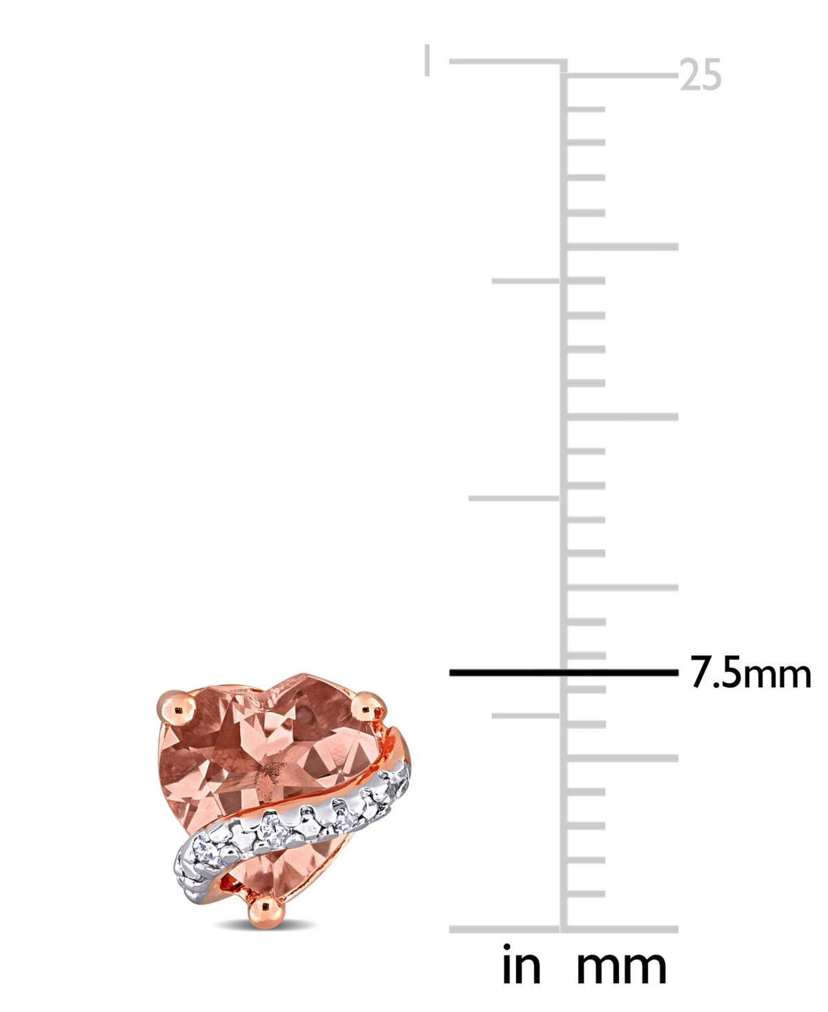 Macy's Morganite (1-1/3 Ct. T.w.) & Diamond Accent Heart Stud Earrings In Rose-plated Sterling Silver In Gold