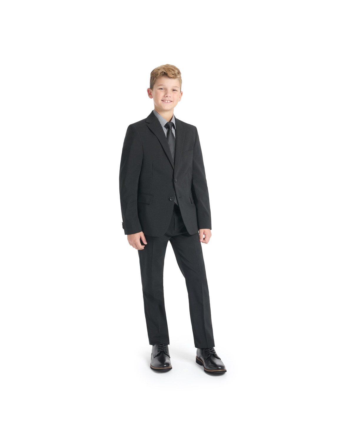 Kenneth Cole Reaction Big Boys Melange Slim Suit In Black