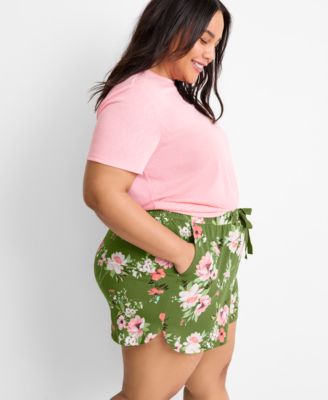 Women's Floral Knit Drawstring Shorts XS-3X