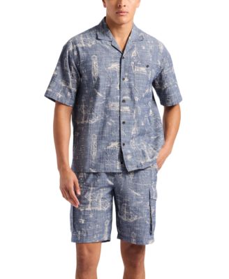 Mens Nautical Graphic Shirt Cargo Short