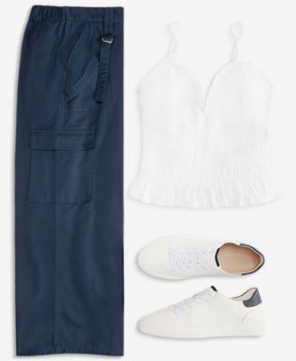 Juniors' Cargo Strap Wide-Leg Pants