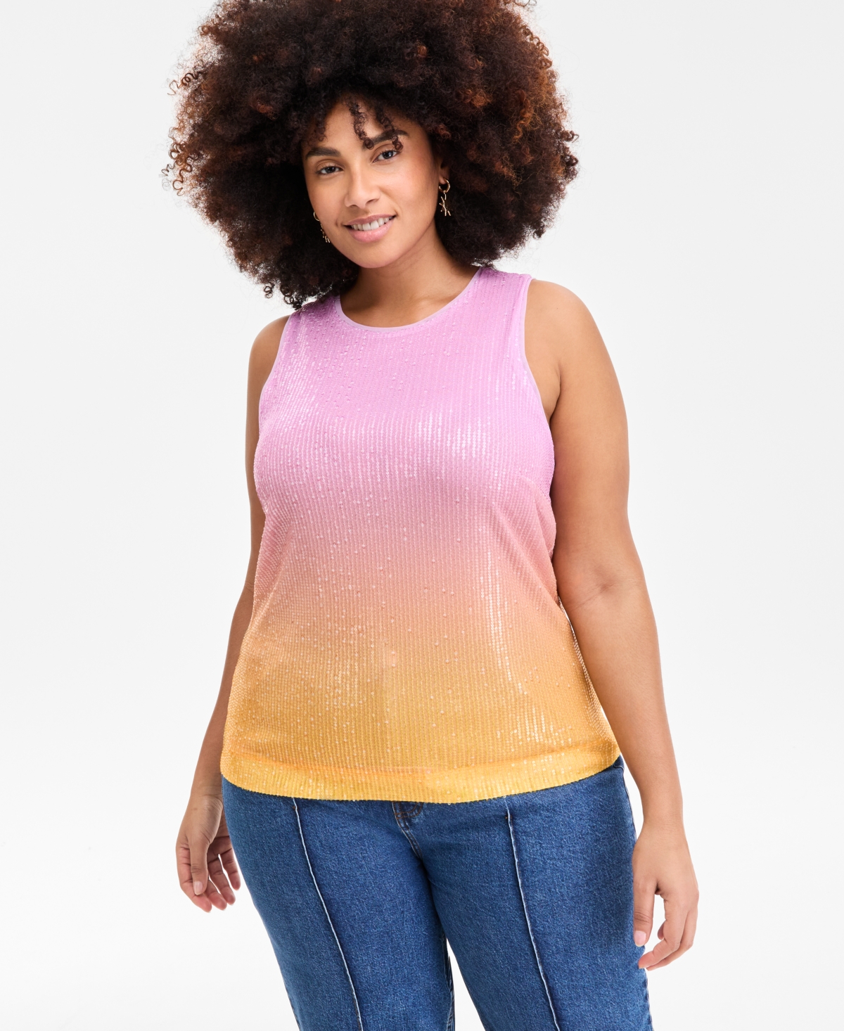 Plus Size Ombre Sequined Tank Top, Exclusively at Macy's - So Lavender Cmb