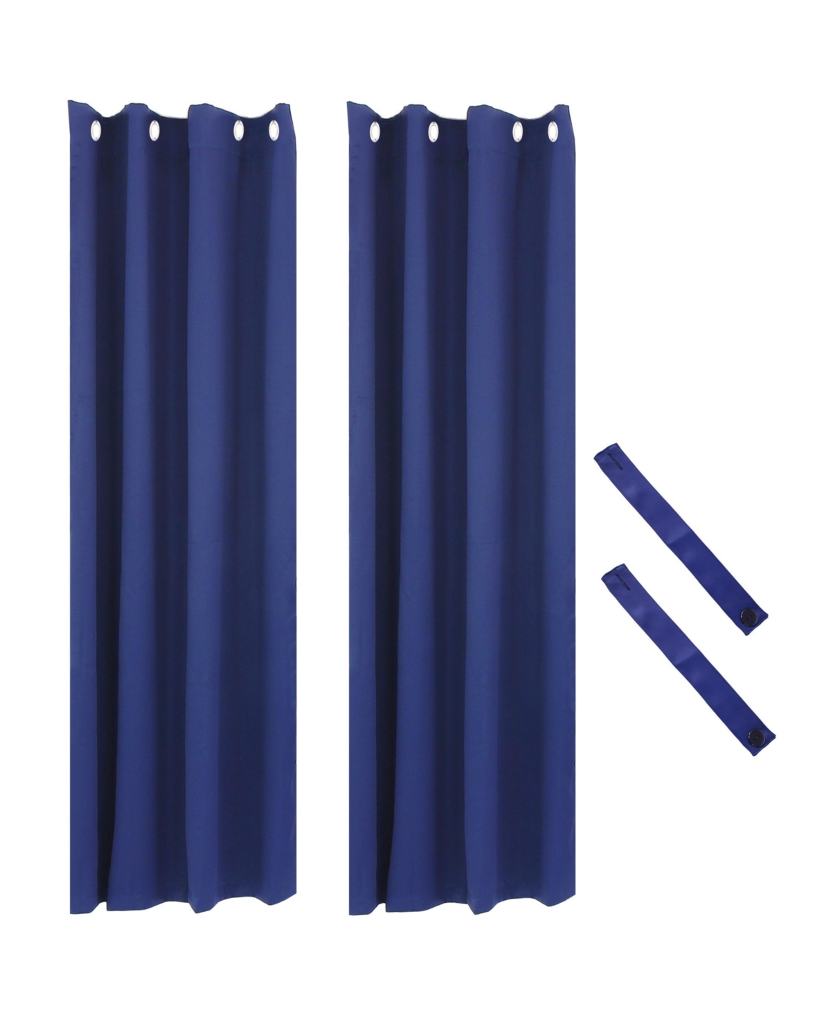 52 x 84-Inch Outdoor Blackout Curtain with Grommet Top - Includes Tieback - Blue - Set of 2 - Gray