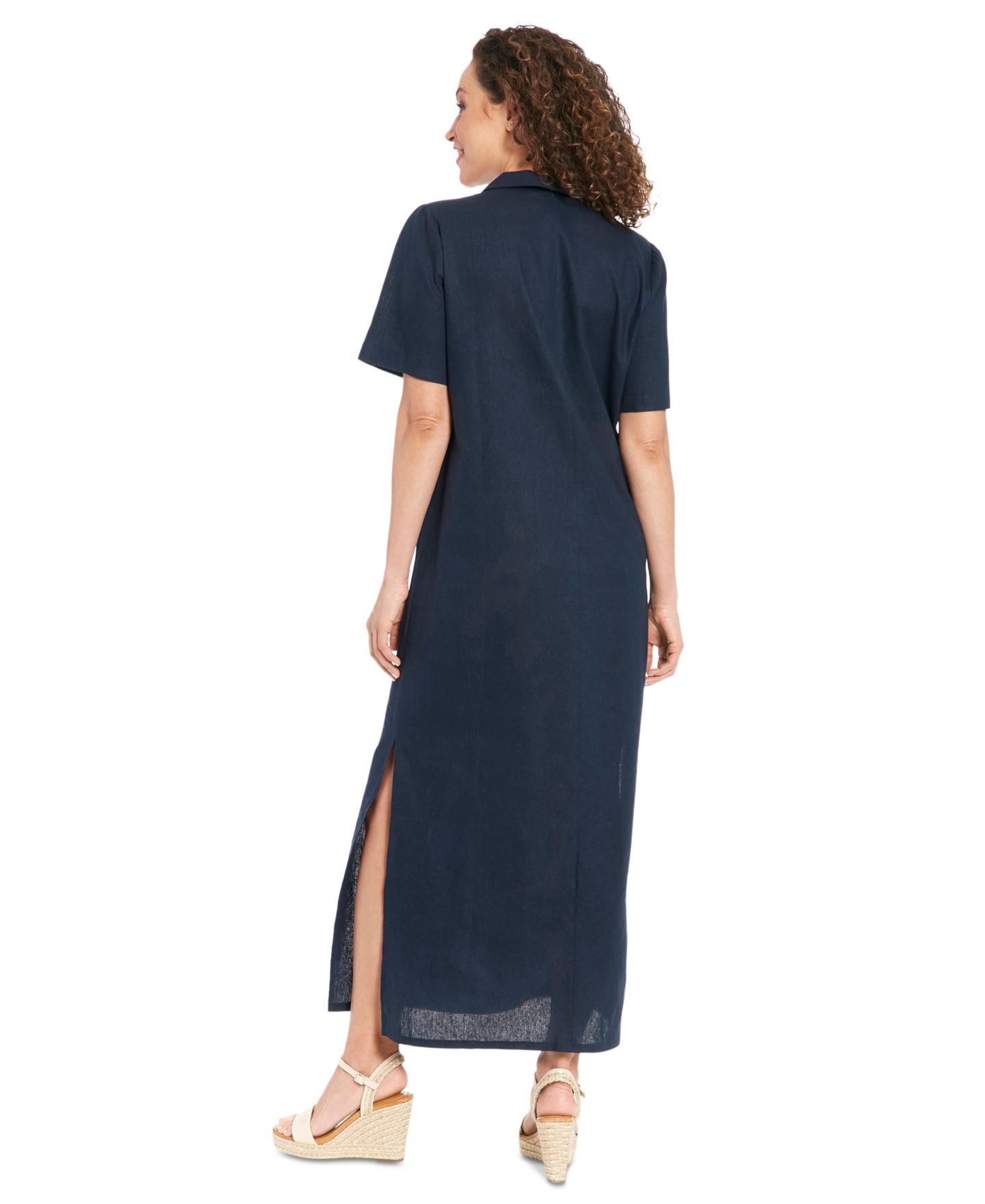 Женское платье London Times Spread-Collar Short-Sleeve Dress, цвет: Тёмно-синий — фото 3