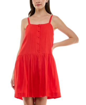 Petite Pintuck Square-Neck Mini Dress