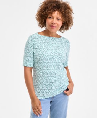 Style & Co - Women's Geo-Print Elbow-Sleeve Top, Exclusively at Macy's