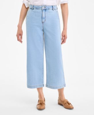 Style & Co - Petite High-Rise Cropped Wide-Leg Jeans