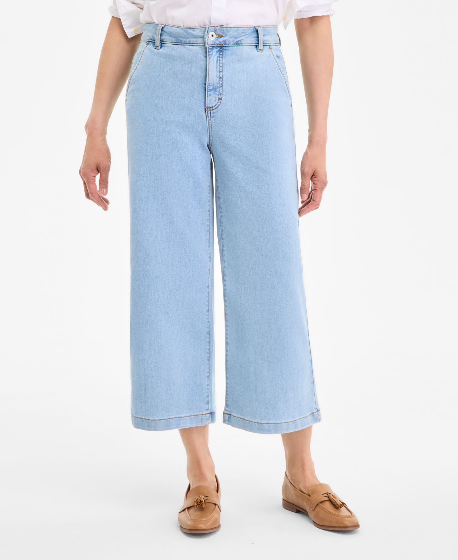 Petite High-Rise Wide-Leg Crop Jeans