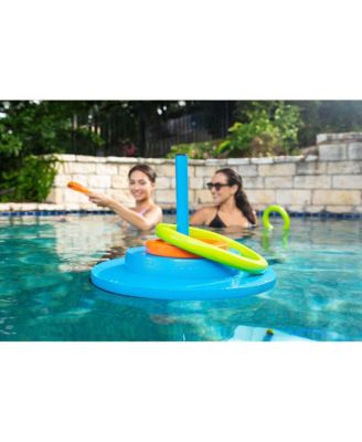 Floating Foam Ring Toss Swimming Pool Game with 4 Rings, Orange