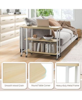 360° Rotatable Sofa Side Table L-shaped Laptop Desk Snack Table withShelf Patented