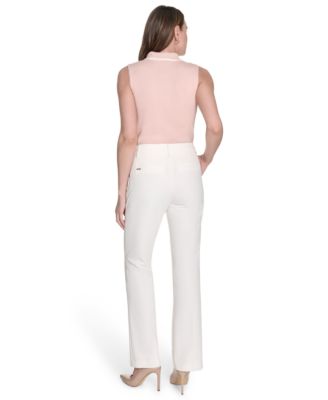 売れ筋商品|||トミー ヒルフィガー カットソー トップス レディース Women's Contrast-Tipped Sleeveless Polo Top Ivory/ Evening Sand Tommy Hilfiger Women's Contrast-Tipped Sleeveless Polo Top