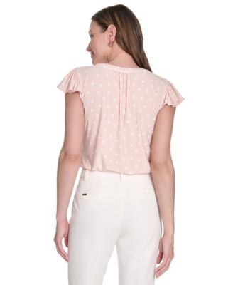 Tommy Hilfiger Women's Dot-Print Flutter-Sleeve Blouse
