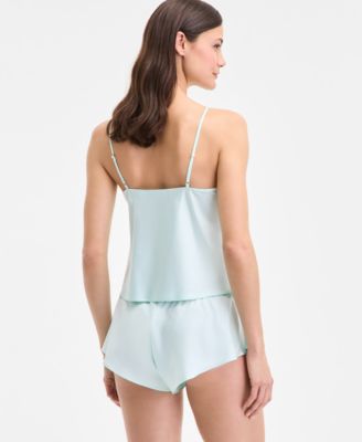 Women's Lace-Trim Satin Cami Flutter Short Set, Exclusively at Macy's