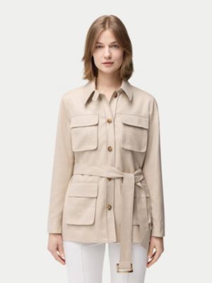 Women's Belted Cashmere Safari Jacket Taupe