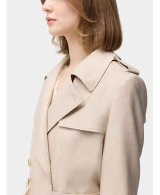 Women's Double Breasted Cashmere Trench Coat Black