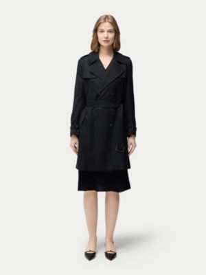 Women's Double Breasted Cashmere Trench Coat Black