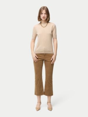 Women's Organic Color Crew Neck Cashmere Top
