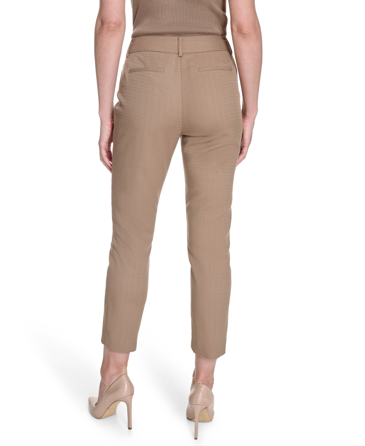 Tommy Hilfiger Women's Solid Mid-rise Slim-fit Ankle Pants In Brown