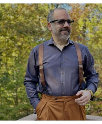 Men's Dutton Solid Colored Silk Button End Suspenders