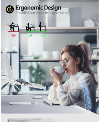 Foldable Laptop Stand, Height Adjustable Ergonomic Computer Stand for Desk, Aluminum Portable Laptop Riser Holder Mount Compatible with MacBook Pro Air, HP, Dell 10-15.6"