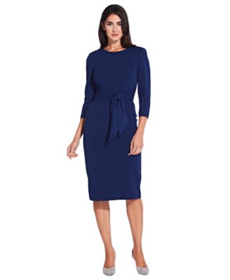 Women's Tie-Front 3/4-Sleeve Crepe Knit Dress
