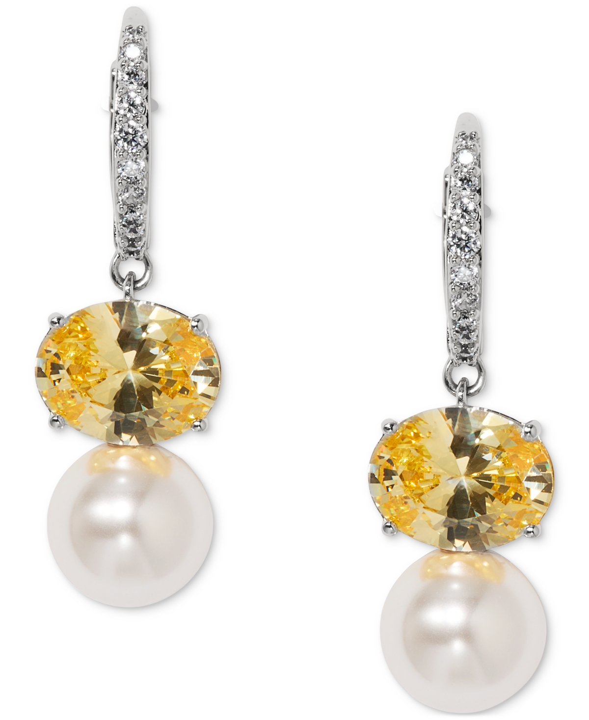 Eliot Danori Cubic Zirconia & Imitation Pearl Drop Earrings, Exclusively At Macy's