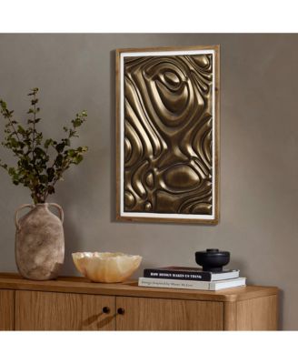 Gold Metal Abstract Wood Framed 20"W x 32" H Wall Decor