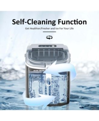 Portable Countertop Ice Maker, 26 lbs/24H with Self-Cleaning, Scoop & Basket, 9 Cubes in 6 Min Ice Machine