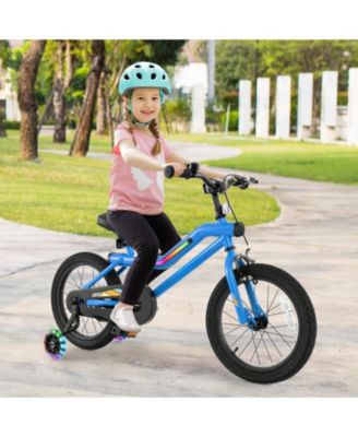 16-Inch Kids Bike with LED Lights, Adjustable Seat, and Training Wheels, Lightweight for Ages 4-8