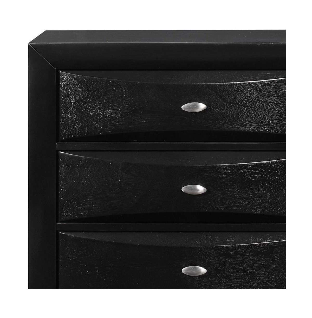 Solid Wood Five-Drawer Dresser with Mirrored Accents for Bedroom Storage
