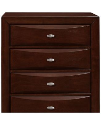 Solid Wood Five-Drawer Dresser with Mirrored Accents for Bedroom Storage