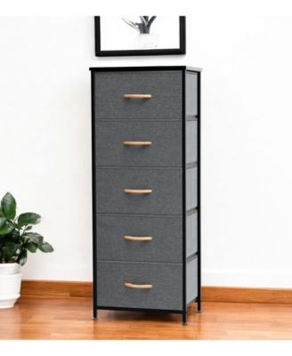 Lightweight Steel and Fabric Chest with Five Drawers for Small Spaces