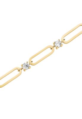 Round Crystals Bracelet In 14K Yellow Gold Plated Stainless Steel