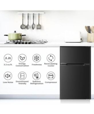 3.2 Cu. Ft. Double-Door Mini Fridge with Freezer and Adjustable Shelves