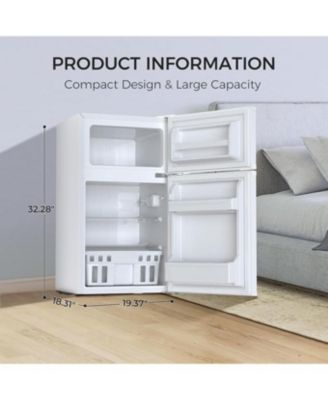 3.2 Cu. Ft. Double-Door Mini Fridge with Freezer and Adjustable Shelves